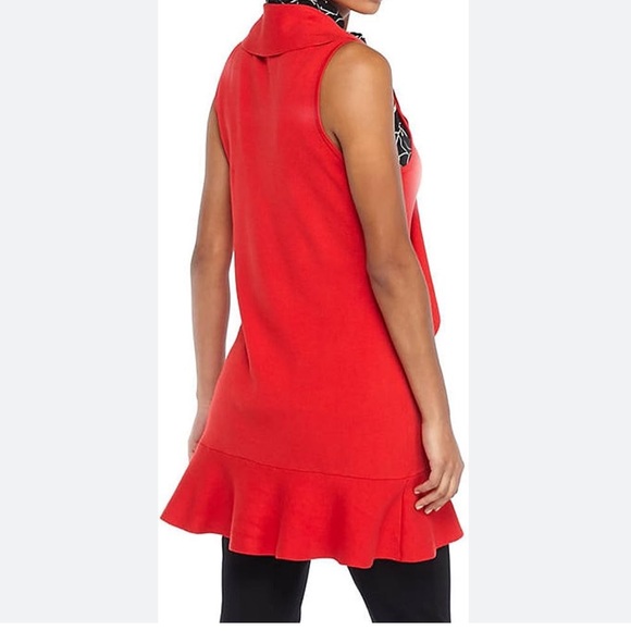 the limited collection red waterfall long sweater vest sleeveless cardigan - Picture 2 of 10